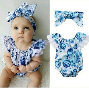 Baby girl ocean floral onesie
